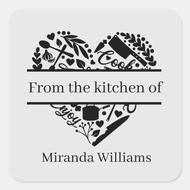 Adesivo Quadrado Da cozinha do nome de adição (Frente)