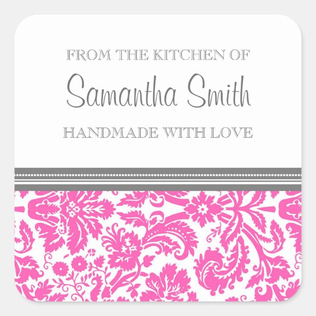 Adesivo Quadrado Da Cozinha do Sticker Pink Damask (Frente)