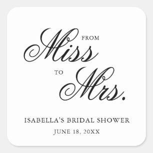 Adesivo Quadrado Da Senhorita à Chá de panela Elegant Calliografia