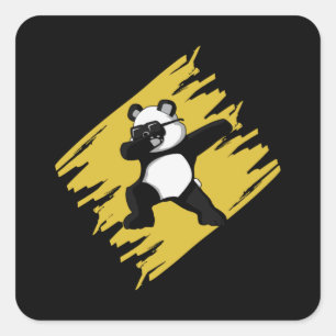Adesivo Quadrado Dabbing Panda Bear Cute Animal Funny Love Gift