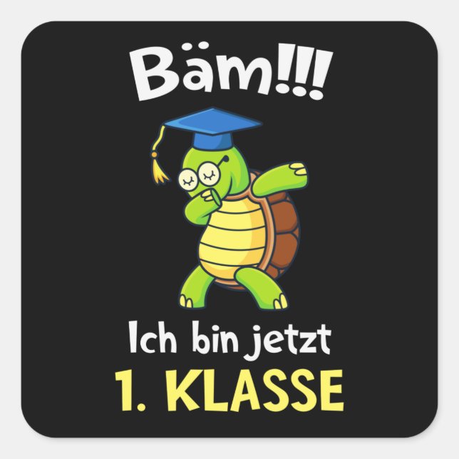 Adesivo Quadrado Dabbing Schildkröte 1. Klasee Schulanfang Kinder (Frente)