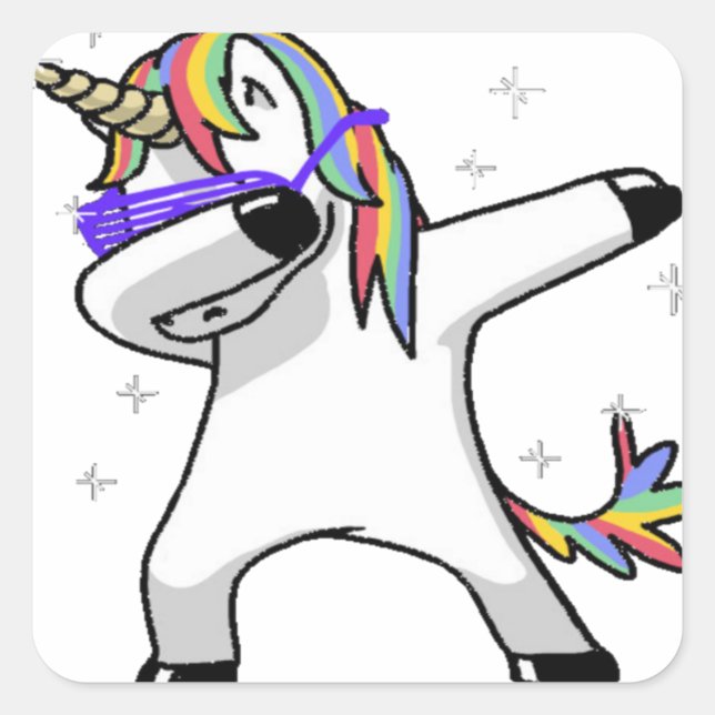 Adesivo Quadrado Dabbing Unicorn (Frente)