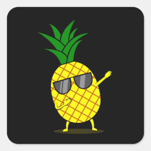 Adesivo Quadrado Dabbing Yellow Pineapple DAB Funny Dancing Fruta