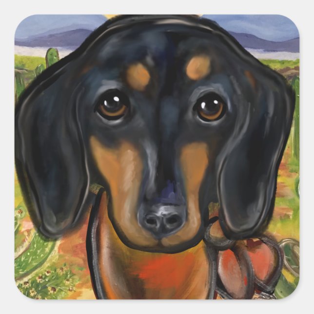 ADESIVO QUADRADO DACHSHUND (Frente)