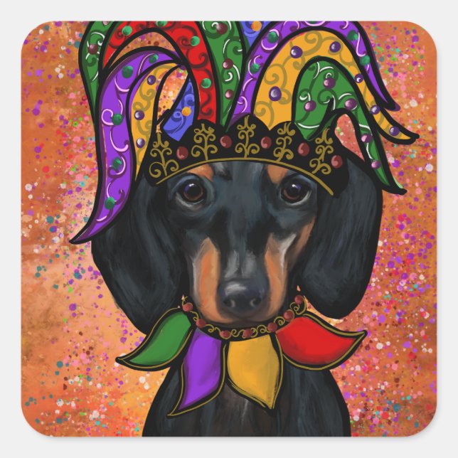 Adesivo Quadrado Dachshund (Frente)