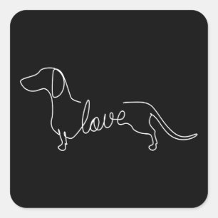 Adesivo Quadrado Dachshund Chiweenie Wiener Cão Adoro Arte