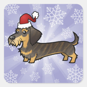 Adesivo Quadrado Dachshund do Natal (wirehair)