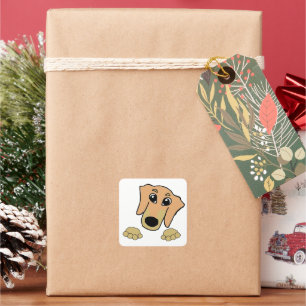 Adesivo Quadrado dachshund fawn e tan peeking cartoon
