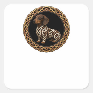 Adesivo Quadrado Dachshund Nó Celta