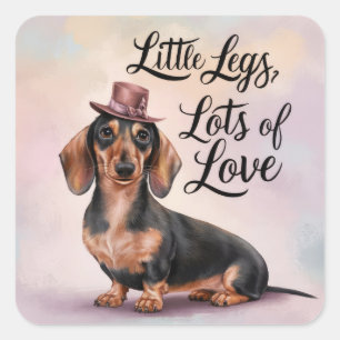 Adesivo Quadrado Dachshund Pequenas Pernas Muito Amor