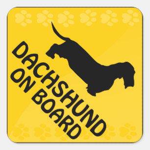Adesivo Quadrado Dachshund Xing [fio-de cabelo]