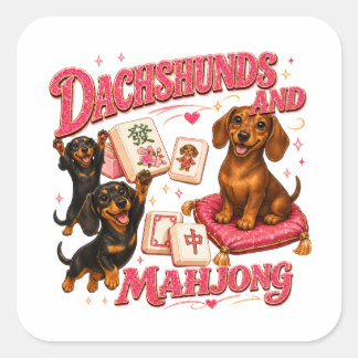 Adesivo Quadrado Dachshunds e Mahjong