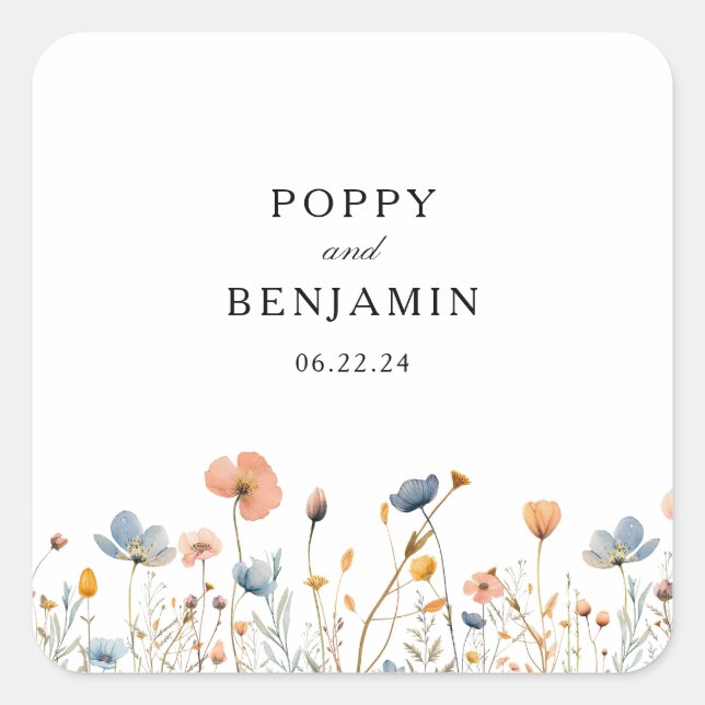 Adesivo Quadrado Dacil Floral Wildflower Wreath Wedding (Frente)