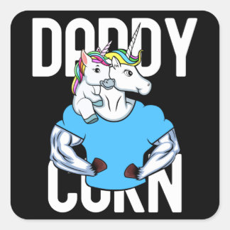 Adesivo Quadrado Daddycorn Muscle Unicorn Pai e Dia de os pais de B