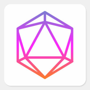 Adesivo Quadrado Dados D20 Coloridos