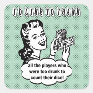 Adesivo Quadrado Dados engraçados - eu gostaria de agradecer