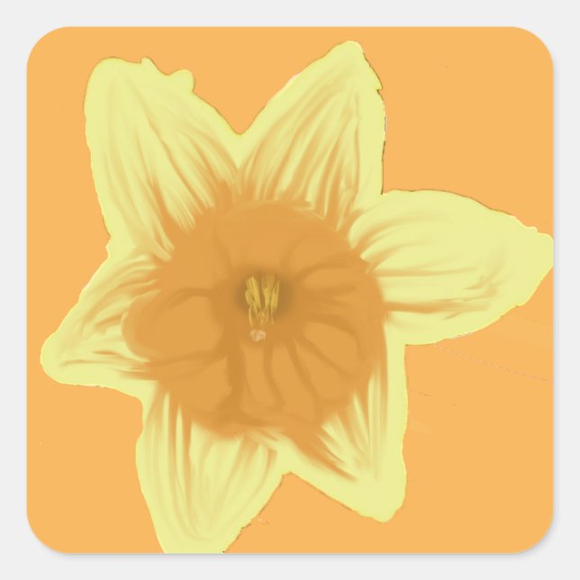 Adesivo Quadrado Daffodil Square Sticker Orange Amarelo (Frente)