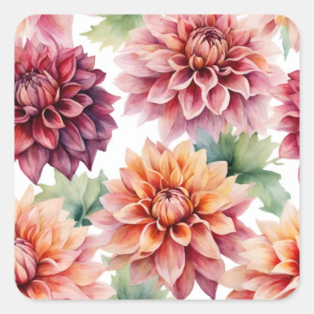 Adesivo Quadrado Dahlia Painting (Frente)