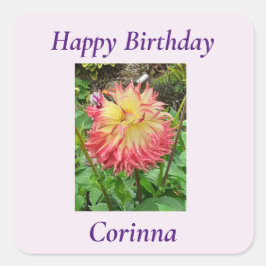 Adesivo Quadrado Dahlia Rosa e Amarelo