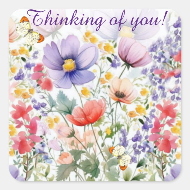 Adesivo Quadrado DaîBonito Watercolor Floral (Frente)