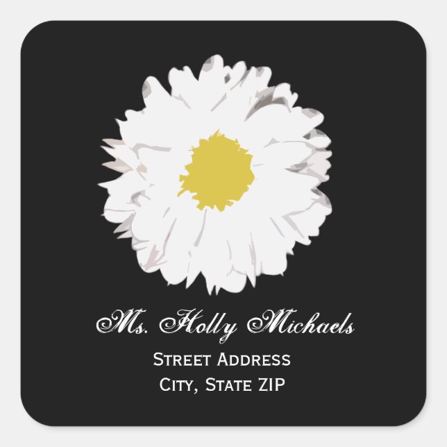Adesivo Quadrado Daisy Address Label Sticker (Frente)