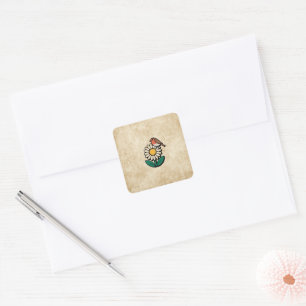 Adesivo Quadrado Daisy e Bird Design