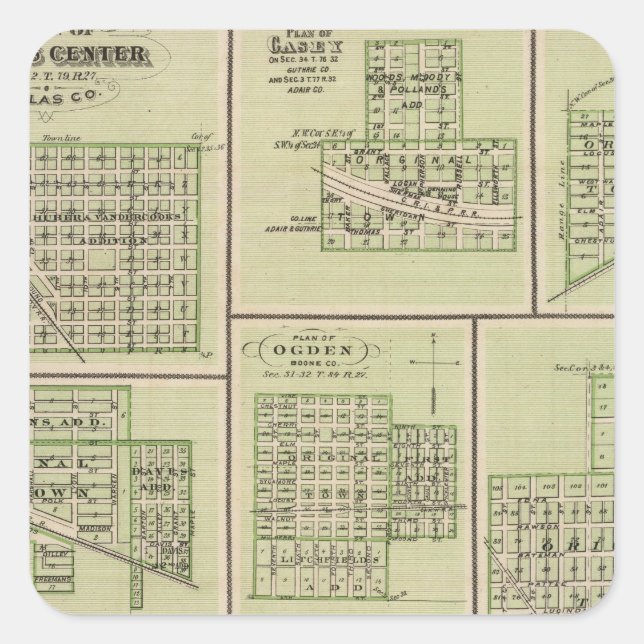 Adesivo Quadrado Dallas Center, Casey, DeSoto, Dexter (Frente)