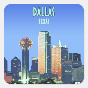 Adesivo Quadrado Dallas Centro Texas Vintage
