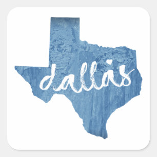 Adesivo Quadrado Dallas, Texas Wood Grain