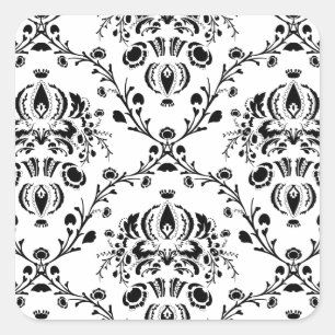 Adesivo Quadrado Damasco branco e preto