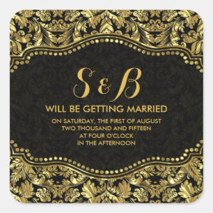 Adesivo Quadrado Damasco Dourado Preto E Metálico 2 Padrão