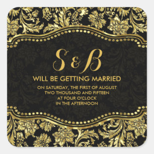 Adesivo Quadrado Damasco Dourado Preto E Metálico 3 Padrão