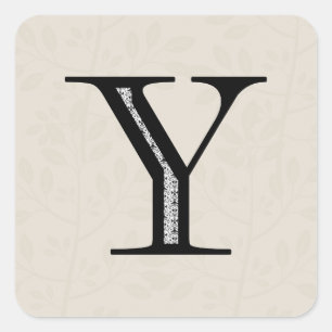 Adesivo Quadrado Damasco - Letra Y - Preto