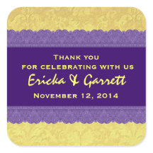 Damasco púrpura e amarelo Obrigado Casamento R322