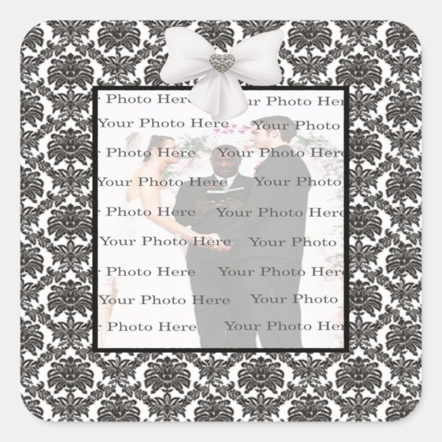 Adesivo Quadrado Damask Elegance Wedding Square Stickers (Frente)