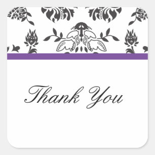 Adesivo Quadrado Damask Obrigado Envelope Seal