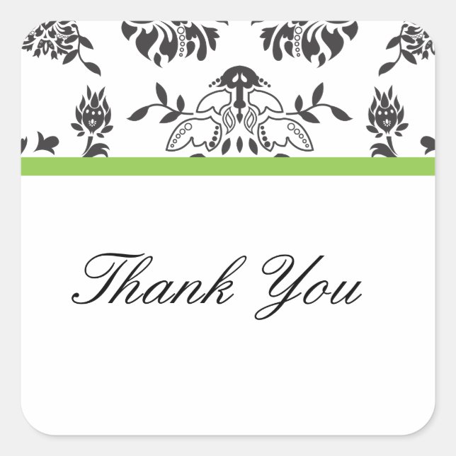 Adesivo Quadrado Damask Obrigado Envelope Seal (Frente)