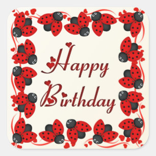 Adesivo Quadrado Damybugs e corações