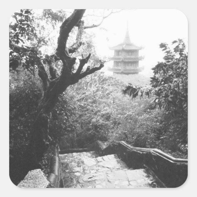 Adesivo Quadrado Danang Vietnam, Templo Ver Montanha Marble (Frente)