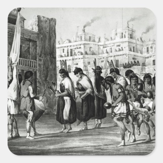 Adesivo Quadrado Dança Buffalo em Pueblo de Zuni (Frente)