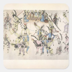 Adesivo Quadrado Dança da grama (tinta no papel)