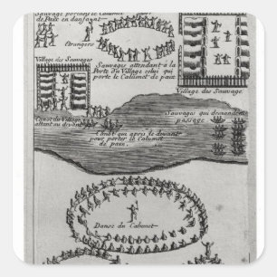 Adesivo Quadrado Dança de cano de paz dos Iroquois