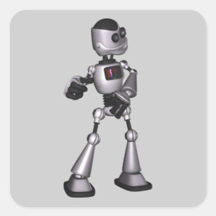 Adesivo Quadrado dança de intervalo mínimo da cara do robô da