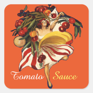 ADESIVO QUADRADO DANÇA DO PARTIDO DOS ESPAGUETES, MOLHO DE TOMATE