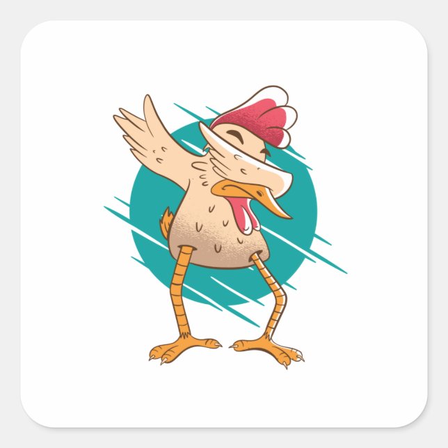 Adesivo Quadrado Dança Engraçada de Frango (Frente)