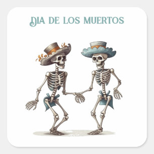 Adesivo Quadrado Dança Eterna Dia de los Muertos Calaveras