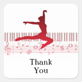 Adesivo Quadrado dançarina de balé em um teclado