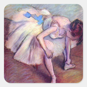 Adesivo Quadrado Dançarina Sentada de Edgar Degas, Arte de Balé Vin