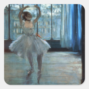 Adesivo Quadrado Dançarino de Edgar Degas   na frente de uma janel
