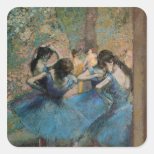 Adesivo Quadrado Dançarinos de Edgar Degas   no azul, 1890